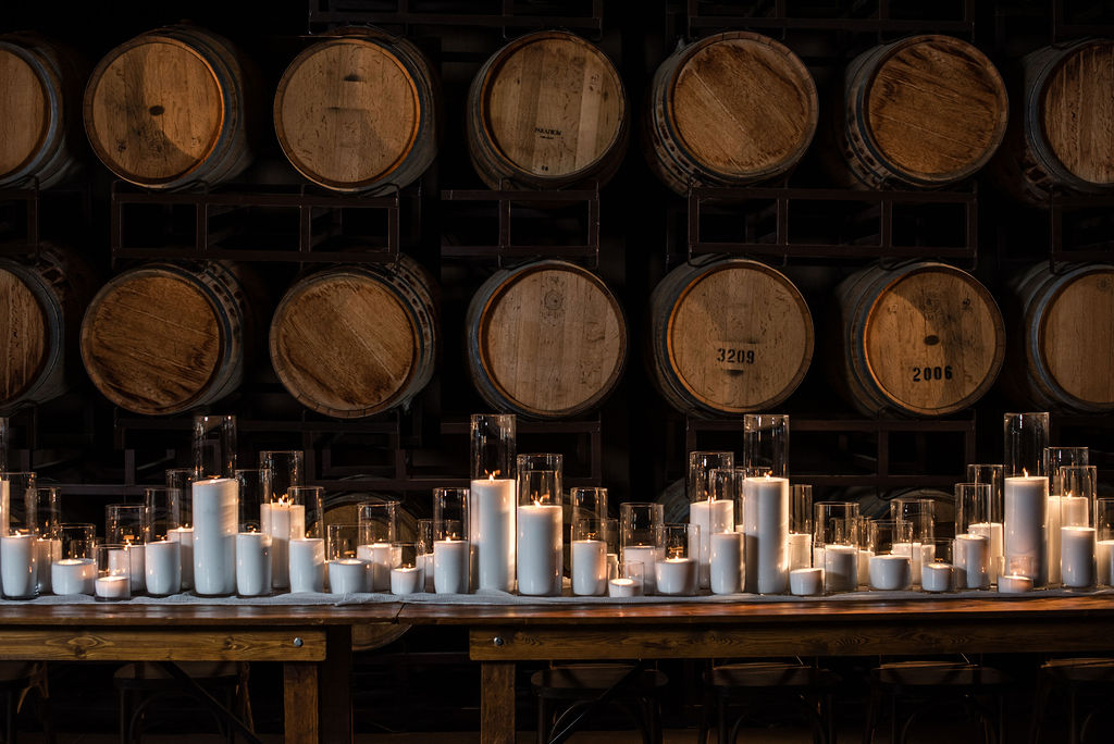 candles set up for an event