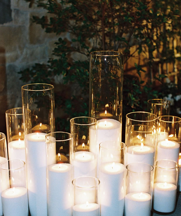 Glowing Granulated Candle Wall at night grand entry