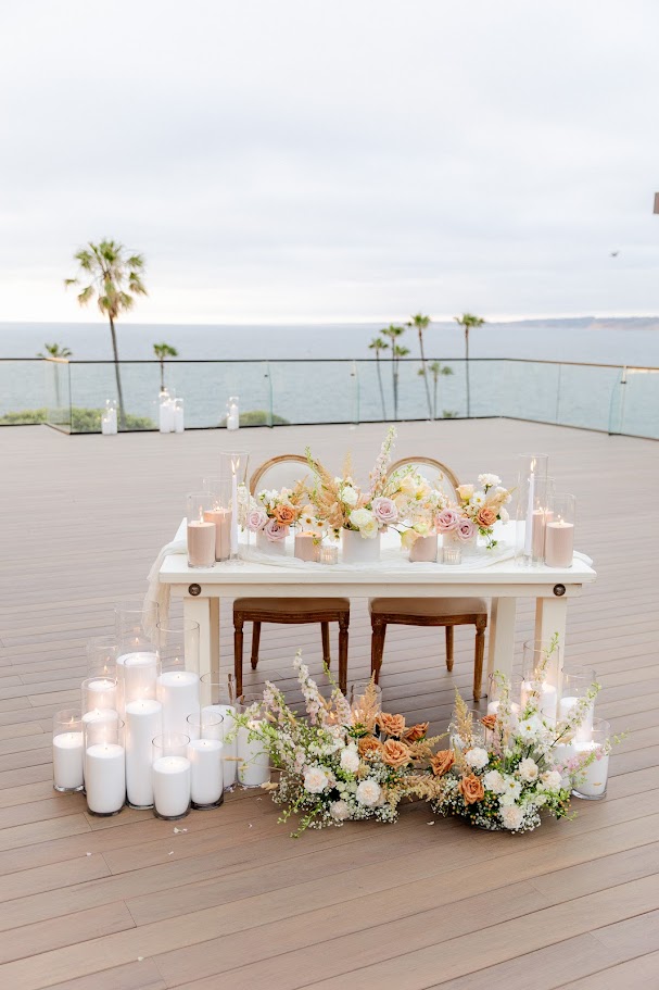 outdoor married couple's table decorated