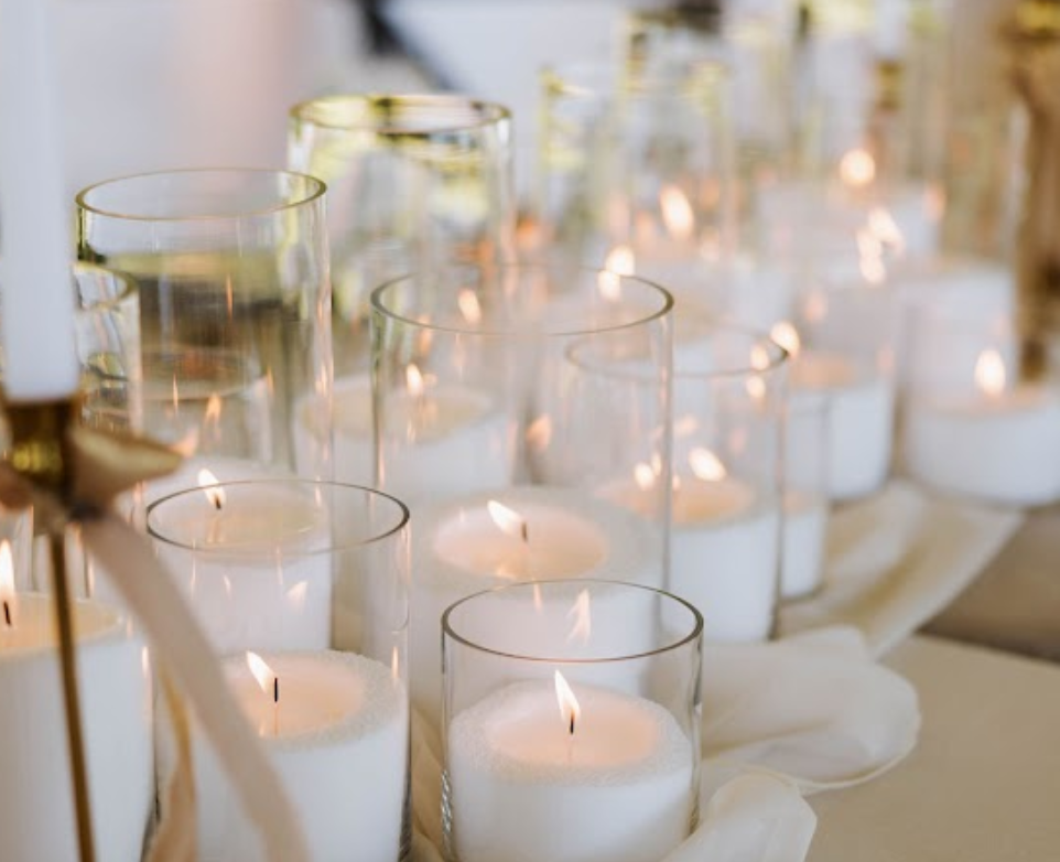 Granulated Candle Runner on Round Table